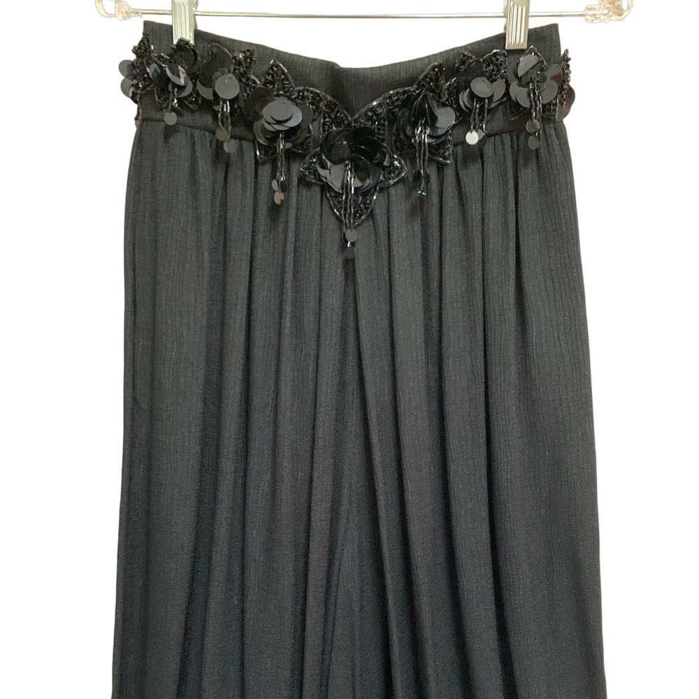 Vintage A.J. BARI Black Chiffon Bling Pilazzo Pants Size 8 - Picture 3 of 12